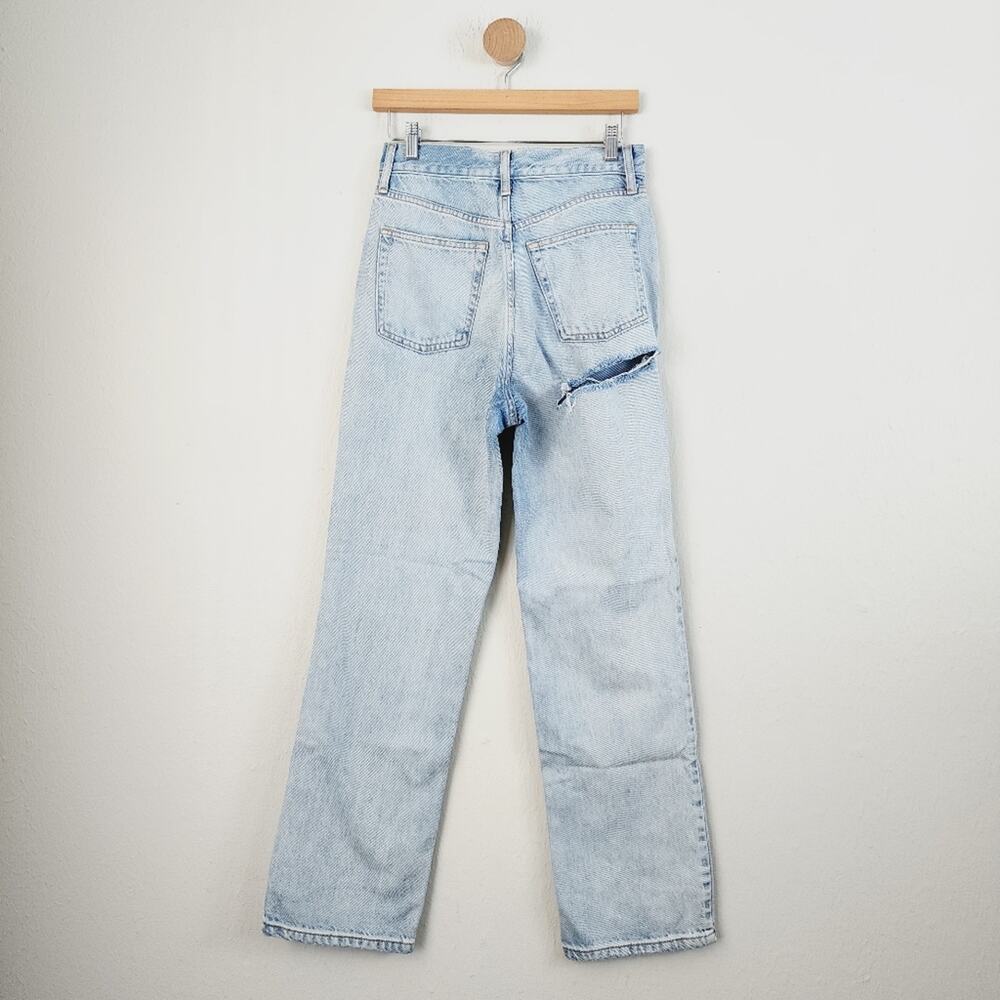 Topshop Kort High Rise Straight Leg Boyfriend Jeans NWT W28 L30 Light Wash Rip